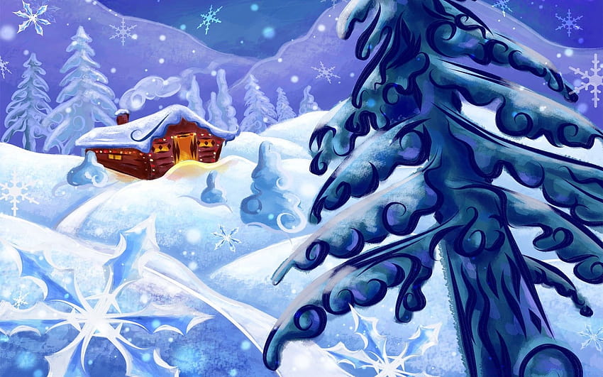 Winterscape Christmas, pemandangan musim dingin Wallpaper HD