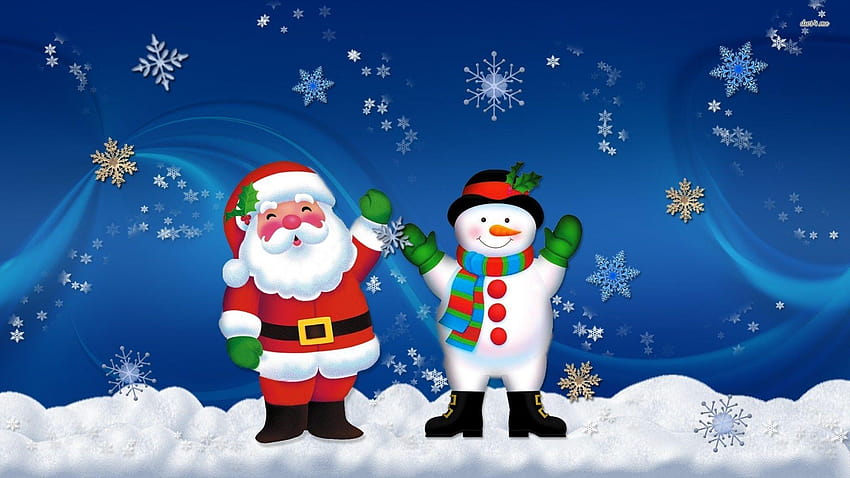 Papai Noel e Frosty, natal gelado papel de parede HD