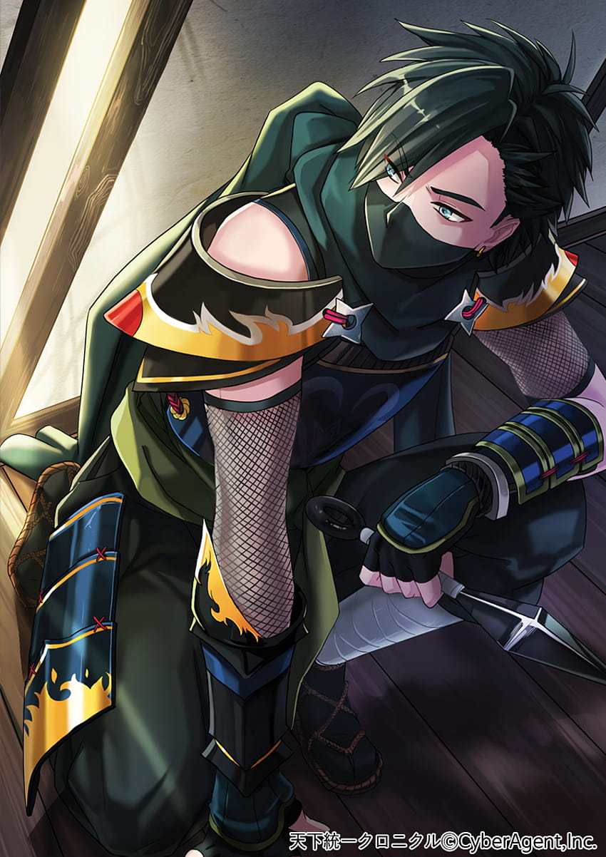 angry-badger710: Anime Cyberpunk ninja boy with a kunai