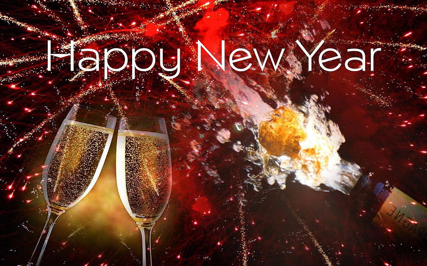 Happy New Year, champagne glasses 1440x900, happy new year champagne glasses HD wallpaper