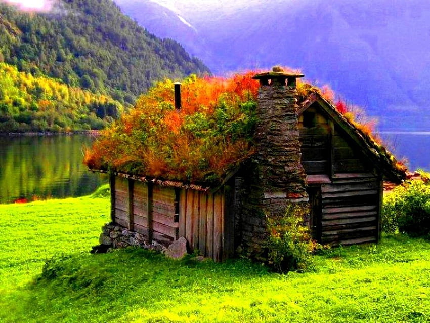 Piccolo cottage in mezzo alla splendida natura. Bella, piccola casa Sfondo HD