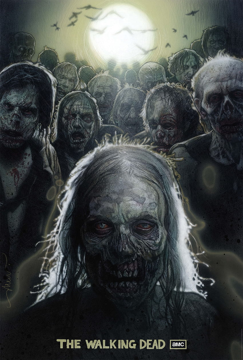 Wyłącznie AICN: Sprawdź komiks WALKING DEAD Drew Struzana, chodzący trup zombie Tapeta na telefon HD
