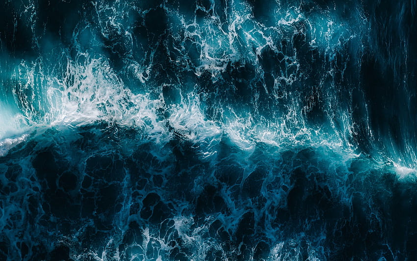Ocean Waves , Aerial view, Blue Water, Pattern, Sea Waves, Nature, dark ocean HD wallpaper