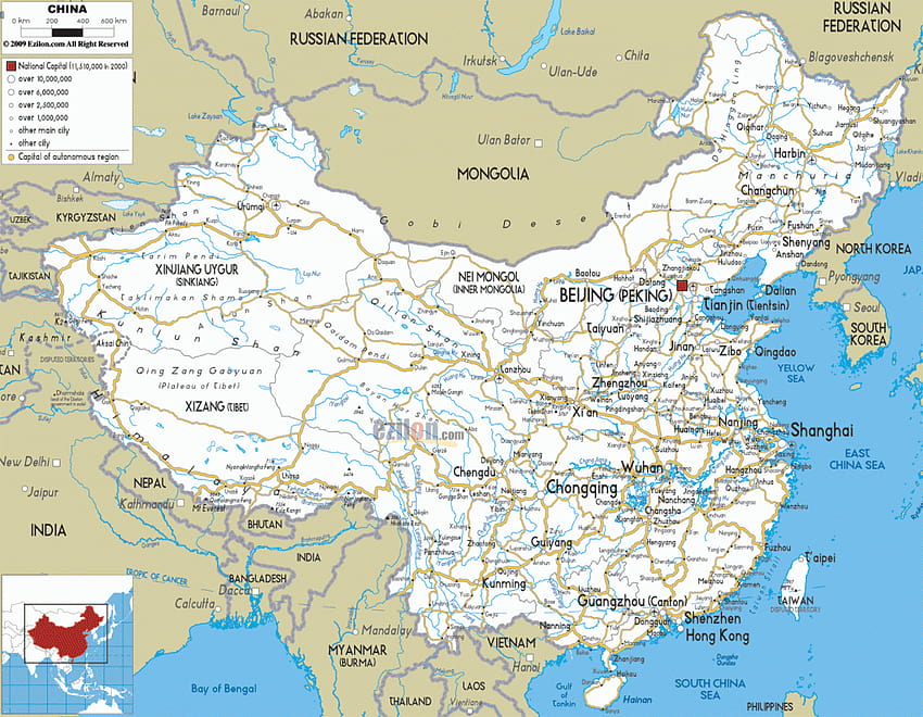 Karte von China, China-Karte HD-Hintergrundbild