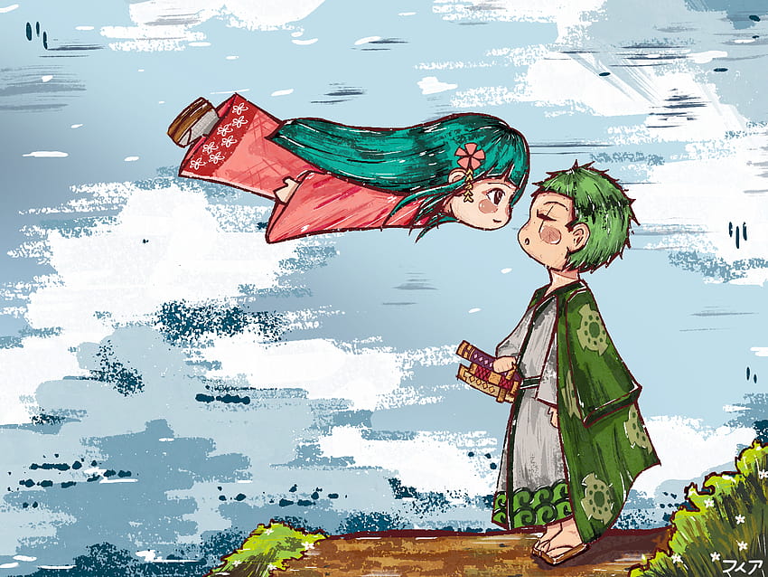 Fanart : Roronoa Zoro and Kozuki Hiyori by Luthfia Adzkia on Dribbble HD wallpaper