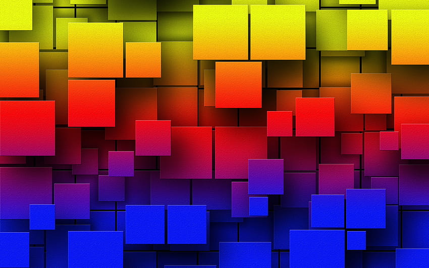 colorful cubes, creative, 3D cubes texture, rainbow backgrounds, colorful backgrounds, square textures, abstract backgrounds with resolution 2880x1800. High Quality HD wallpaper