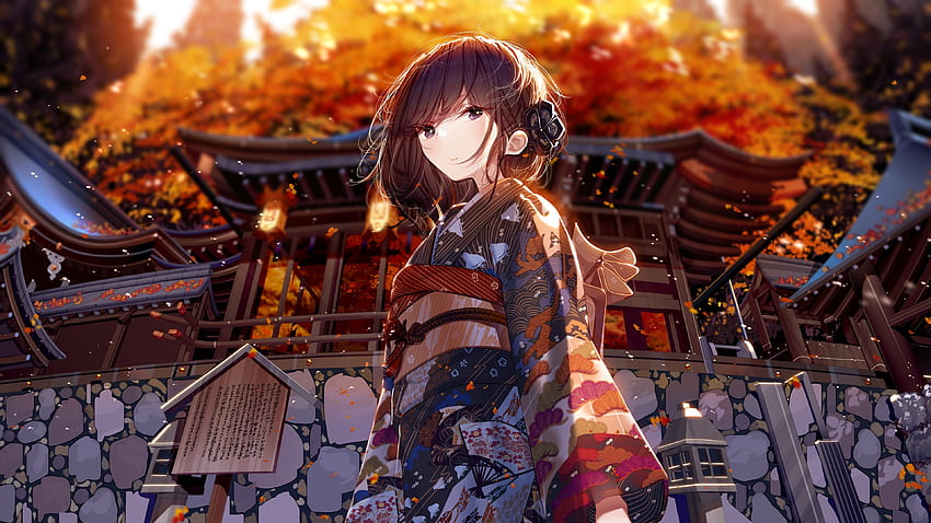 Autumn, Shrine, Kimono, Festival, Japanese Building, japanese autumn festival HD wallpaper