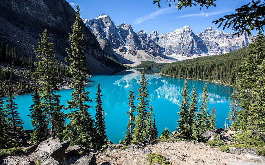 Lac Moraine, Parc national Banff, Alberta, Canada ❤ Fond d'écran HD