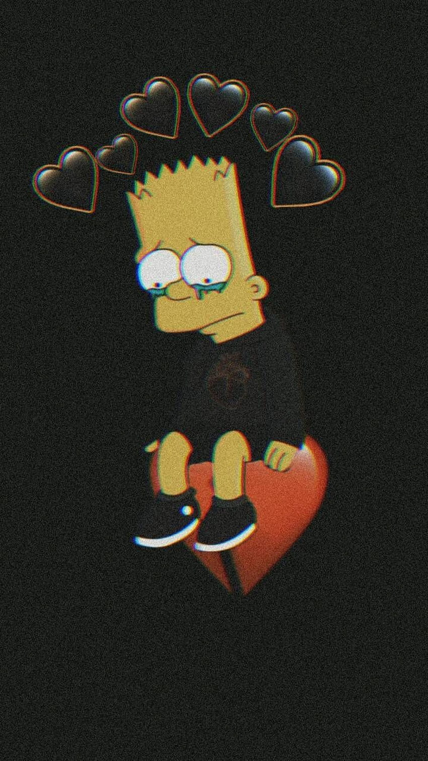 Złamane serce Smutny Bart Simpson, Simpsonowie złamane serce Tapeta na telefon HD