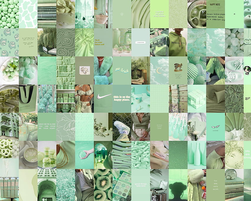 Mint Green Wall Collage Kit Sage Green Collage Kit Green, komputer miętowo-zielony college Tapeta HD