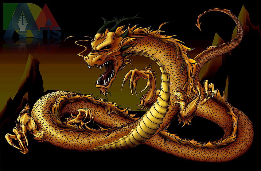 1080P Free download | Black and Gold Dragon, dark chinese dragon ...
