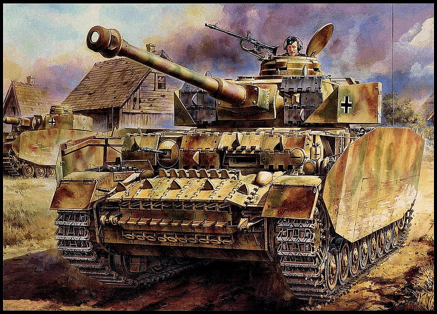 Alman Panzer IV Uzun 75mm silah Duvar Dekoru WW II Wehrmacht Askeri Sanat Poster Vintage Boyama Duvar Sticker HD duvar kağıdı