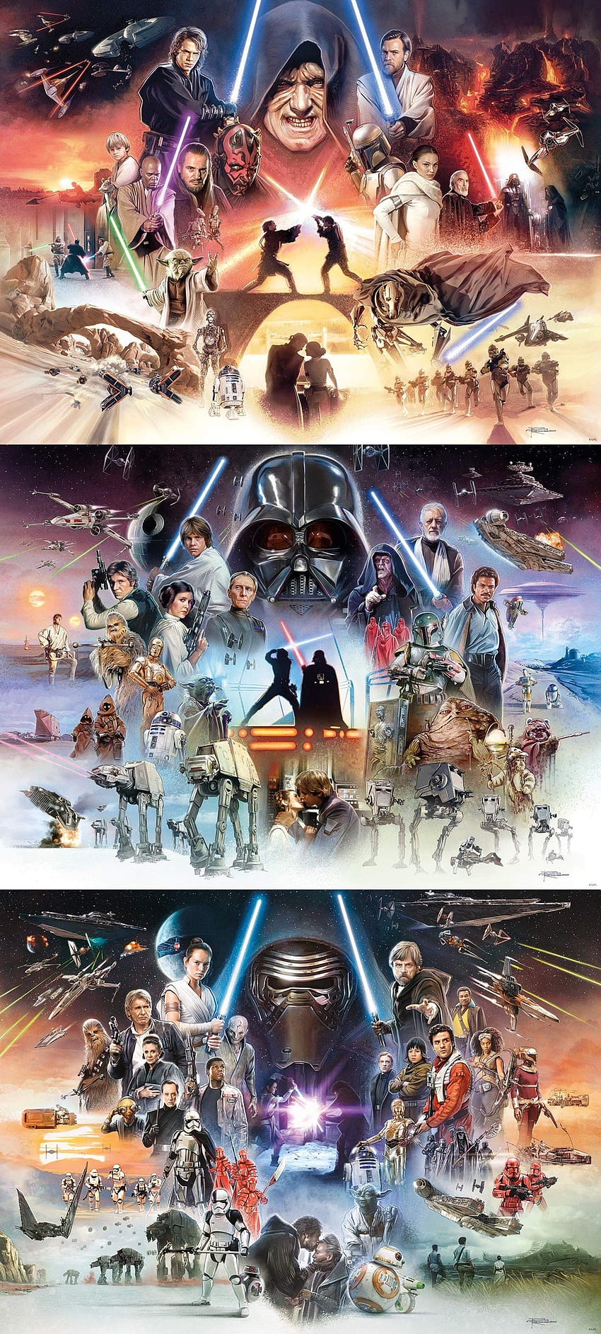 Complete Skywalker Saga artworks by Brian Roodhttps://i.redd.it/8uz3k67rroq31.jpg, star wars skywalker saga movies HD phone wallpaper