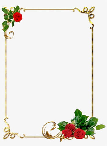 Page Borders, Frames Png, Background, Cartoon - Rose, Flower Border HD ...
