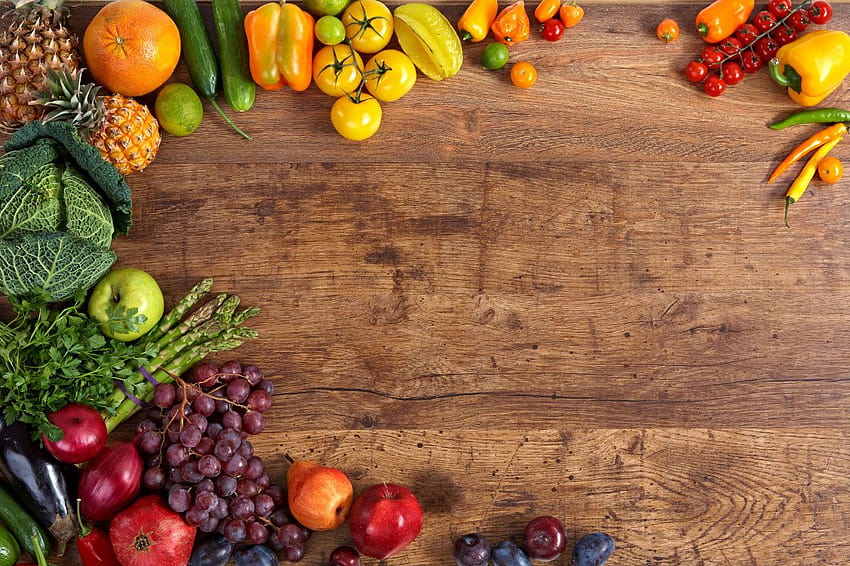 果物と野菜の背景、果物と野菜 高画質の壁紙