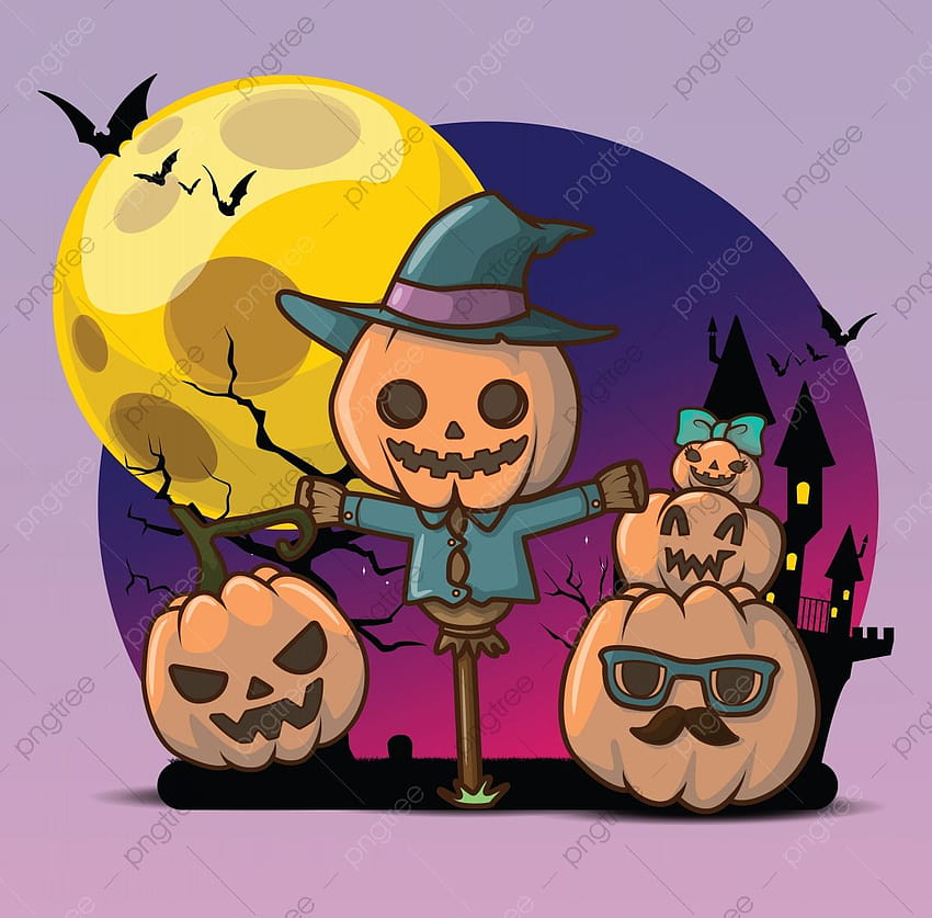słodki dyniowy diabeł na tle pełni księżyca postać halloween, październik, ciemny, ogień png i wektor z przezroczystym tłem dla, halloweenowy diabelski ogień Tapeta HD