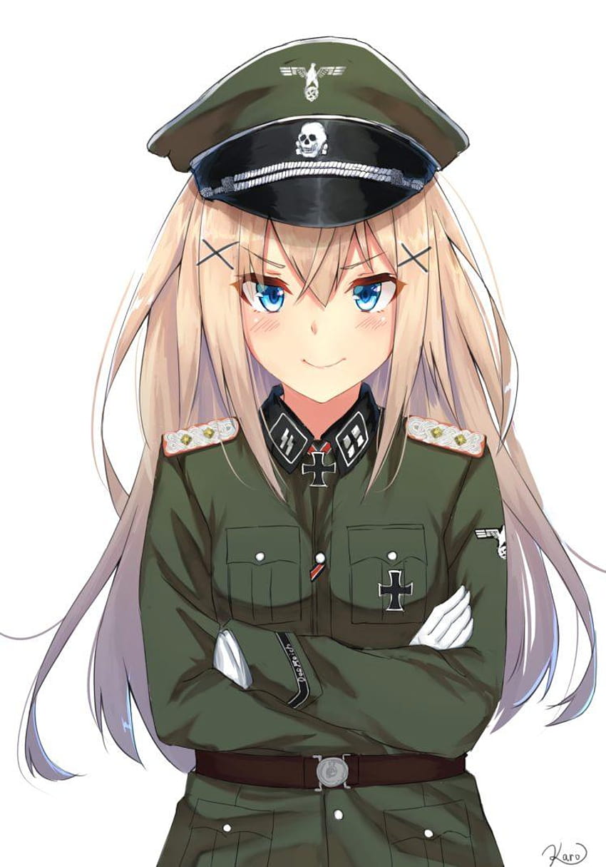 Nazi Anime Girl, Arrière-plans, fille militaire anime Fond d'écran de téléphone HD