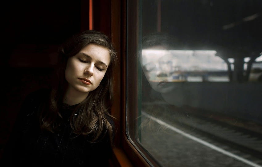 girl, train, window , section настроения, train window HD wallpaper