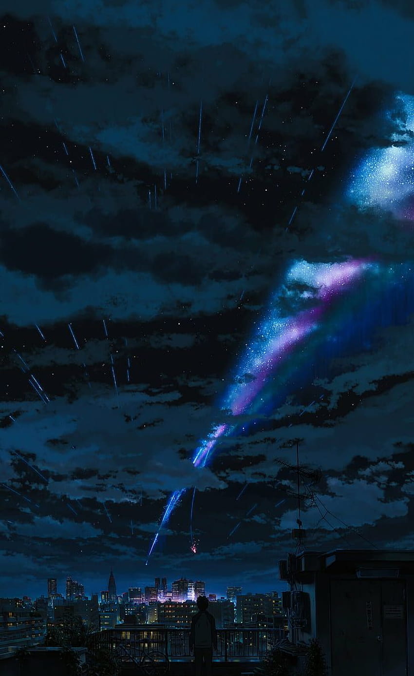 : anime, niebo, kraj, chmury, wyświetlanie portretowe, animowana natura Tapeta na telefon HD