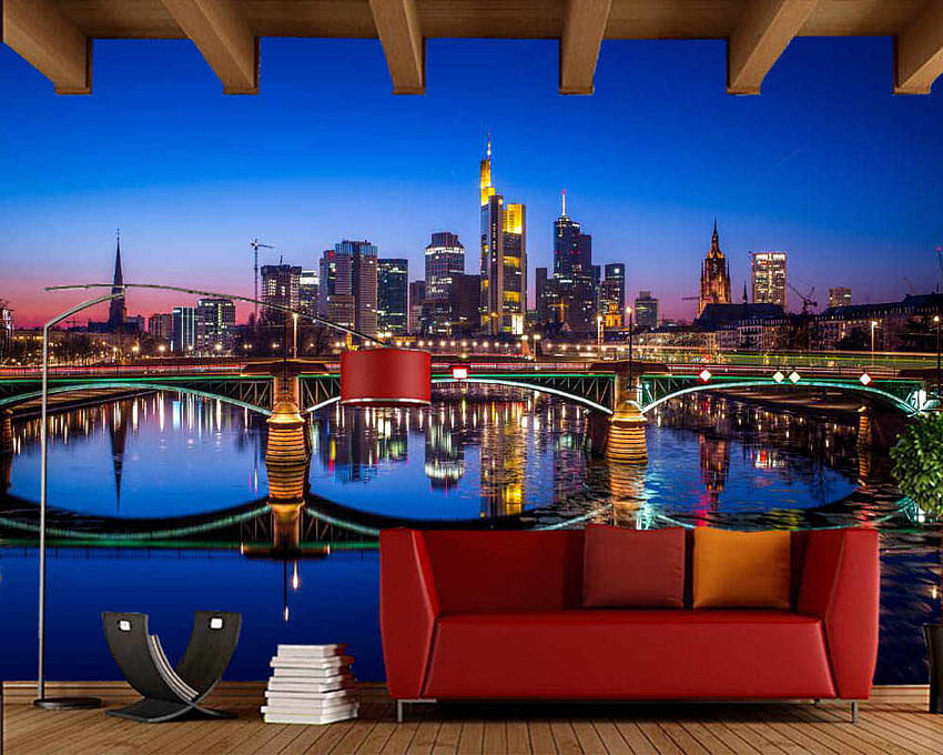 Papel de parede Alemania casas ríos puentes ciudad edificio noche, sala de estar dormitorio TV dormitorio murales fondo de pantalla