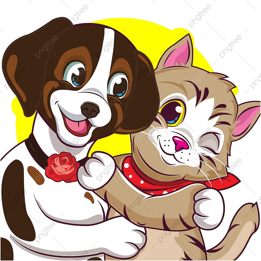 Śliczne psy z kreskówek i słodkie koty, zwierzę, sieć, ikona PNG i wektor z przezroczystym tłem dla Tapeta na telefon HD