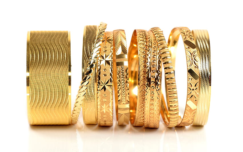 Złote tła biżuterii, złota biżuteria Tapeta HD