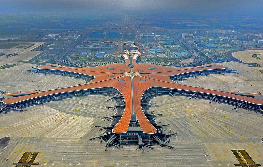 panorama, China, Downtown Dubai are the Beijing Daxing airport , section авиация, dubai airport HD wallpaper