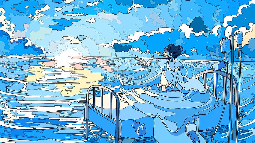 Blue Aesthetic Anime Desktop Wallpapers - Wallpaper Cave