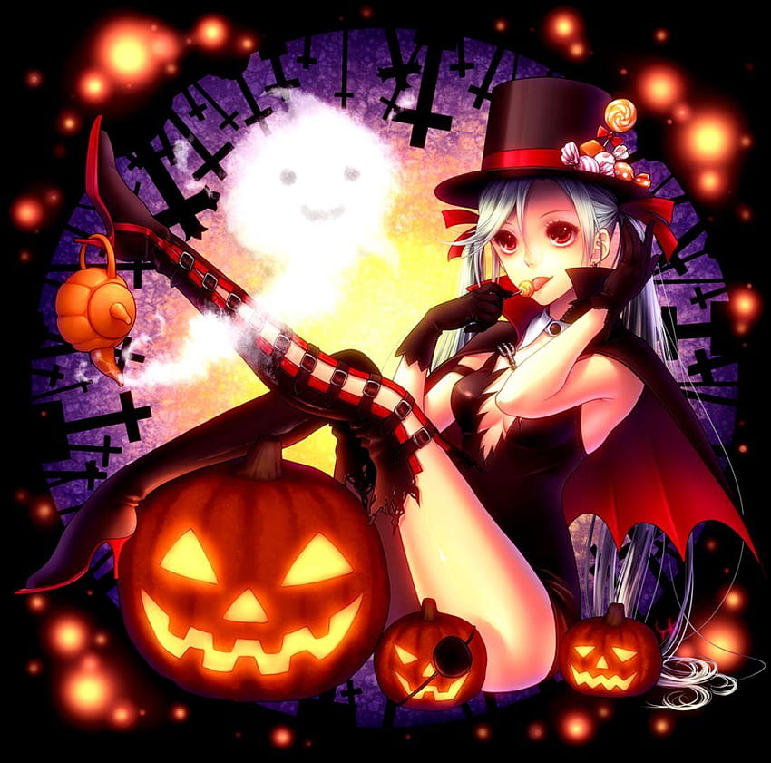 Anime Halloween Girl Trick Or Treat, halloween girls HD wallpaper
