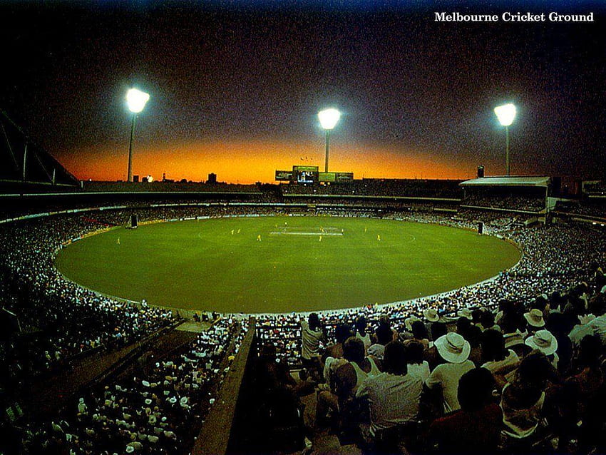 Lapangan kriket Melbourne pada malam hari, stadion kriket Wallpaper HD