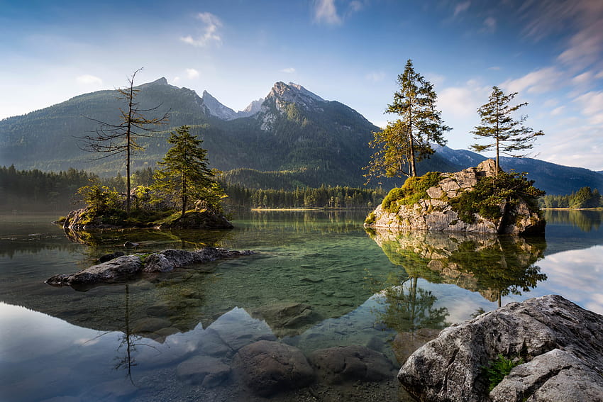 Quiet morning at lake Hintersee, Bavaria, Germany [5472x3648] [OC] : EarthPorn, hintersee lake germany HD wallpaper