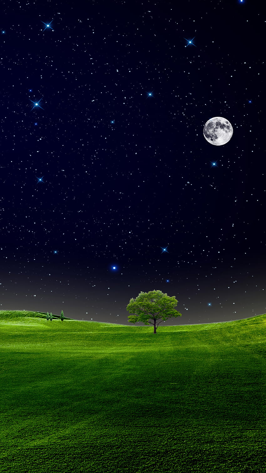 Cielo pieno di stelle e luna mobile, luna del cielo notturno Sfondo del telefono HD