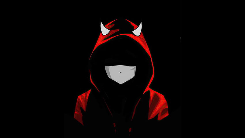 дяволско момче с маска, червена качулка, тъмно, , фон, 4ef517, качулка на HD тапет