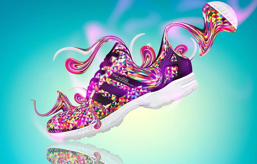 Design, Style, Clothing, Adidas, Fantasy, hop, Style, Plastic, Adidas, Creative, Side, Bright Colors, Shoes, Shoes, Sneakers, Tony Kokhan , section стиль, colorful shoes HD wallpaper