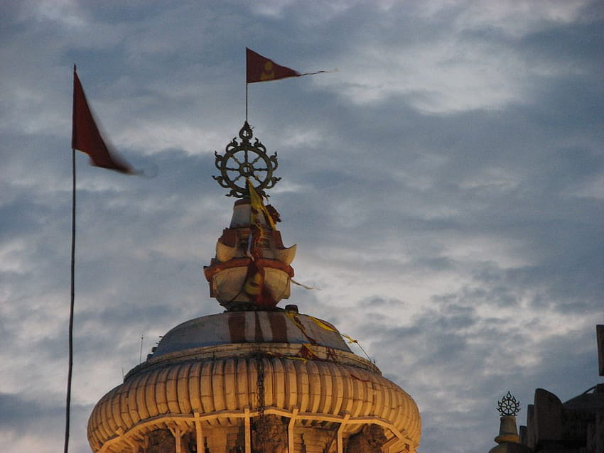 Bandera de Puri del templo de Jagannath, templo de fondo de pantalla