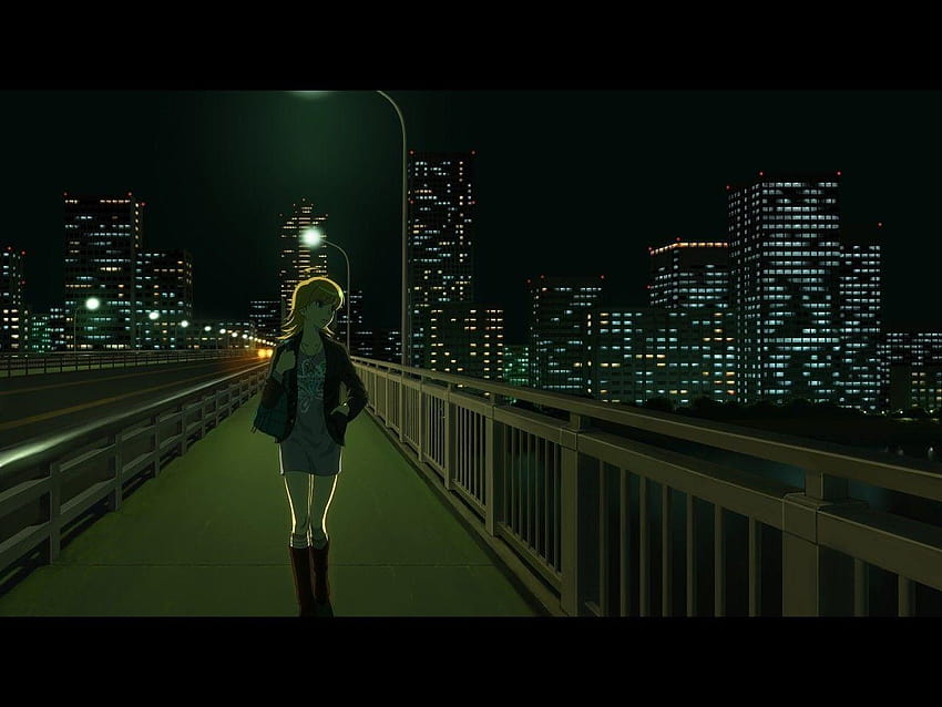 anime Gadis, Kota, Jembatan, Sendiri / dan Seluler, anime sendirian Wallpaper HD