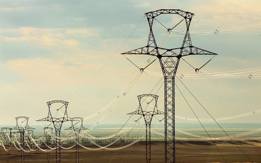 Electricity cables, high voltage transmission lines 1920x1200 HD wallpaper