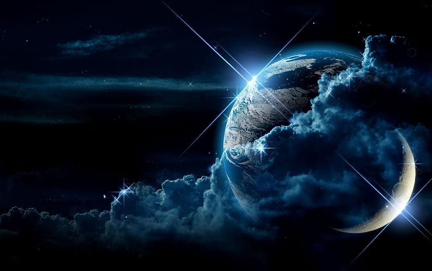 Erde und Mond Hintergrundbilder fondo de pantalla