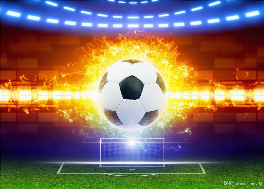 SUSU Flaming Football Kickoff graphy Backdrops 7x5ft Green, background football HD wallpaper