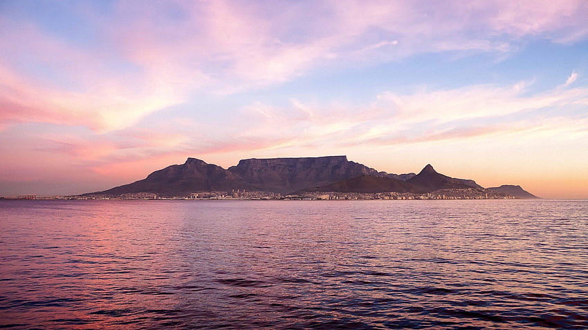 Cape Town, Table Mountain, South Africa, Sea, Clouds / and Mobile Backgrounds, pink cape HD wallpaper