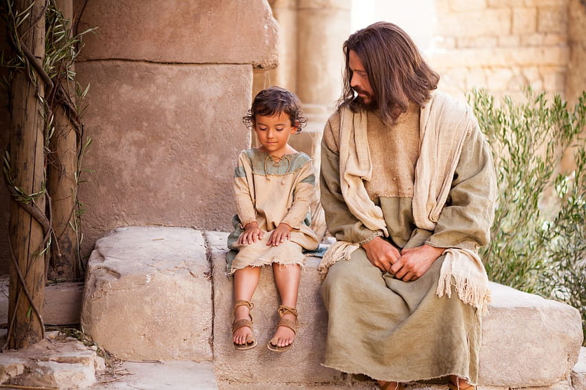 İsa Mesih'in sanat eseri, çocuklarla birlikte İsa HD duvar kağıdı