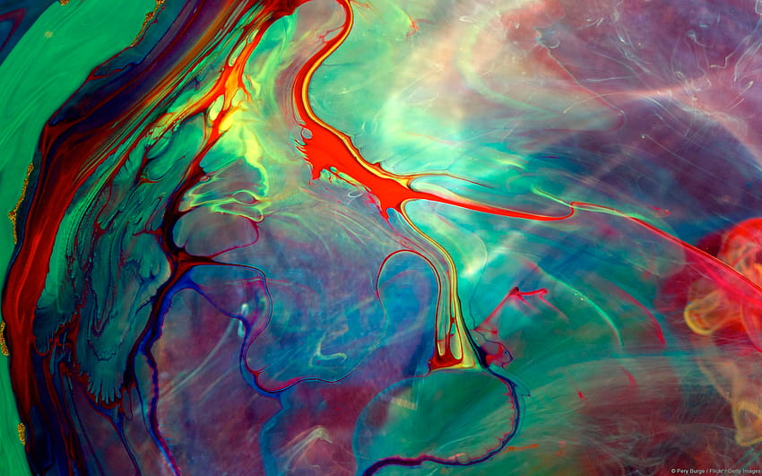 Art, colorful rainbow ink water HD wallpaper