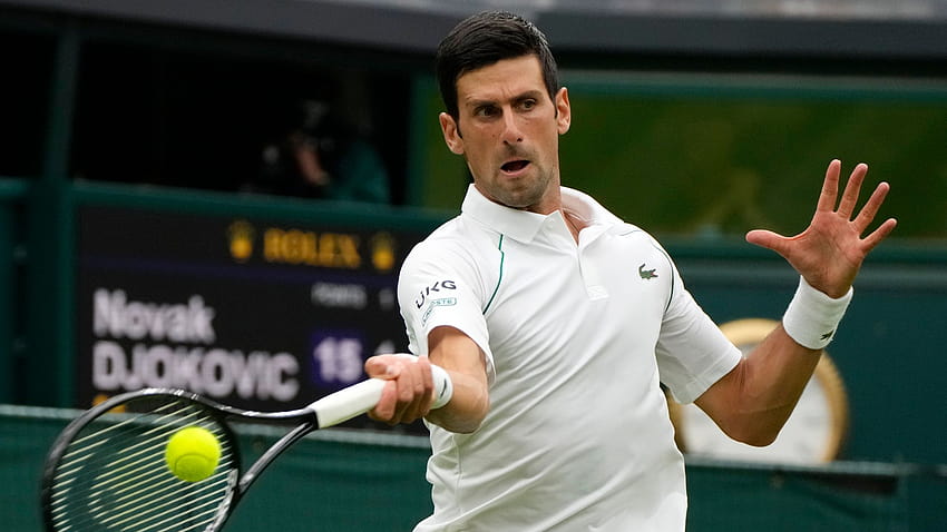 Wimbledon 2021: Novak Djokovic wehrt sich nach einer Niederlage gegen Jack Draper auf dem Center Court, Novak Djokovic Wimbledon-Champion 2021 HD-Hintergrundbild