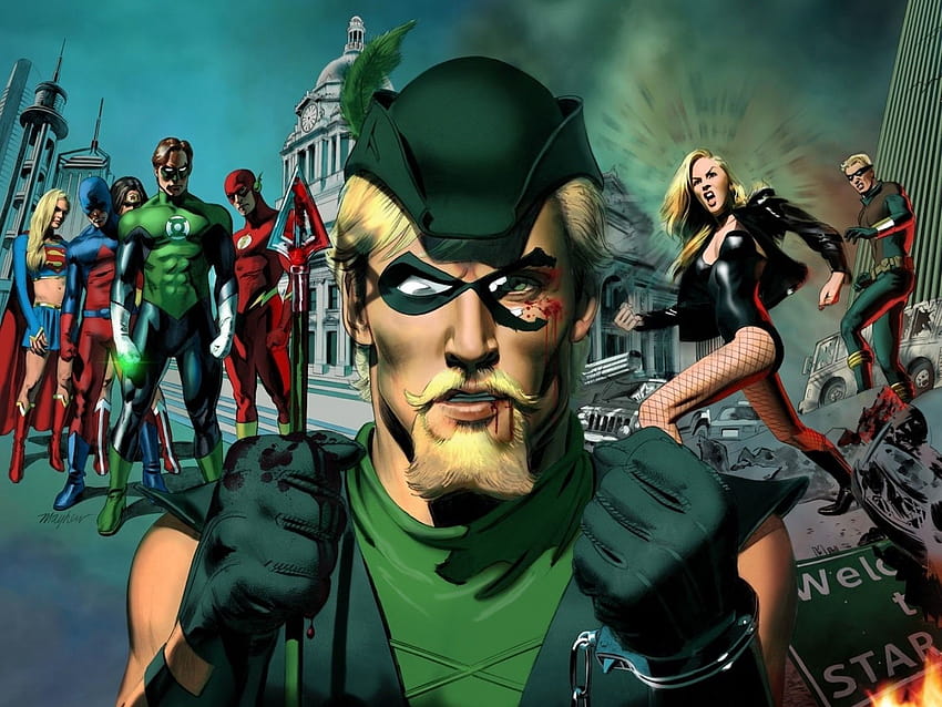การ์ตูน Green Arrow กรีนแลนเทิร์น Supergirl Flash แฟลชลูกศรสีเขียวและ supergirl วอลล์เปเปอร์ HD