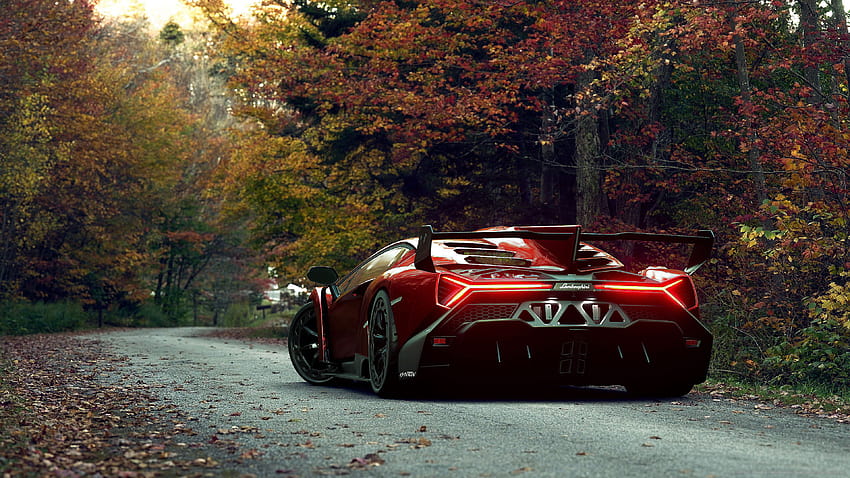 Lamborghini Veneno Roadster , Dijital Sanat, Sonbahar HD duvar kağıdı