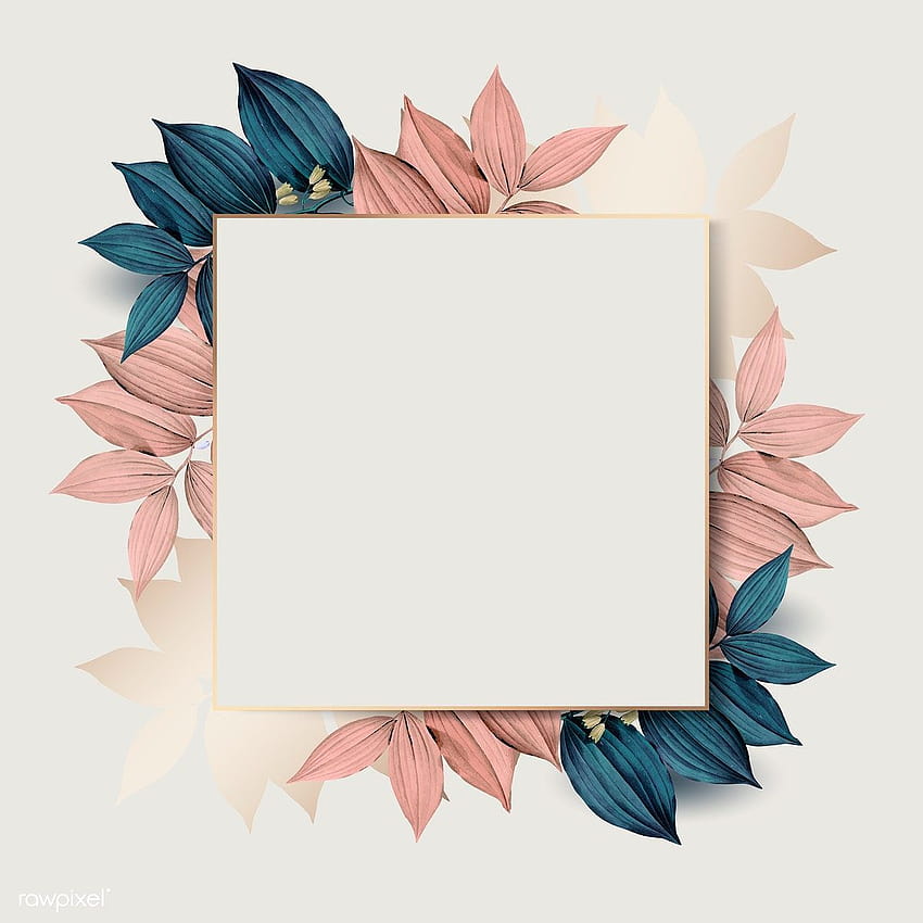 premium vector of Square gold frame on pink and blue leaf pattern HD phone wallpaper