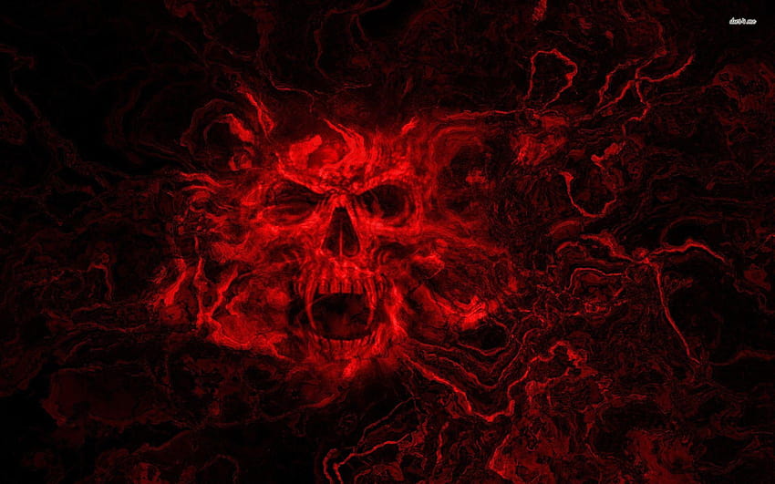 Red skull, toxic sign red HD wallpaper