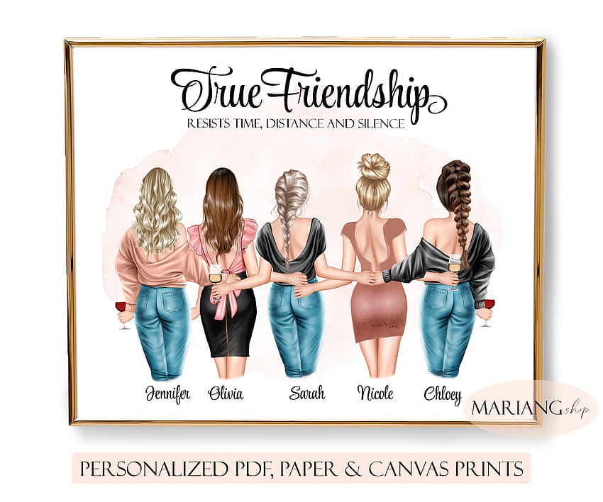 Custom Best Friends Drawing Five Besties Illustration Hd 40 Off 