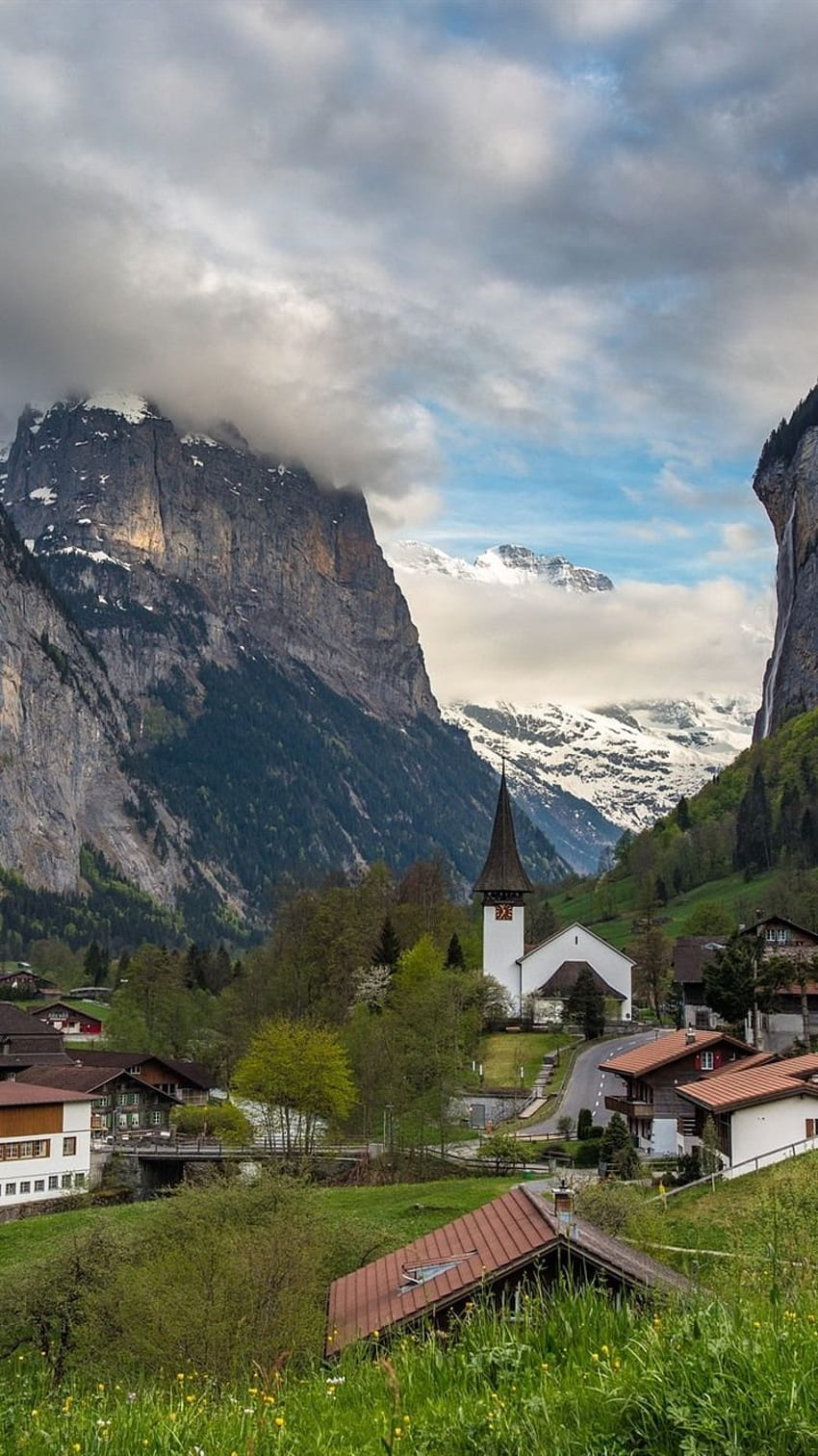 스위스, 라우터브루넨, 산, 마을 1920x1200, 라우터브루넨 계곡 스위스 HD 전화 배경 화면