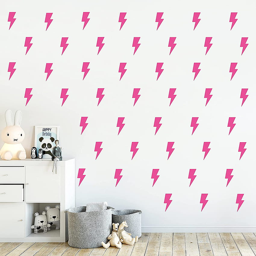 A1diee Set di 96 Decalcomanie da muro con fulmine Preppy Pink Room Decor Vinile estetico Peel and Stick Thunder Wall Stickers per studenti universitari Ragazze Pink Dorm Bedroom Living Room Nursery Decorations: Sfondo del telefono HD